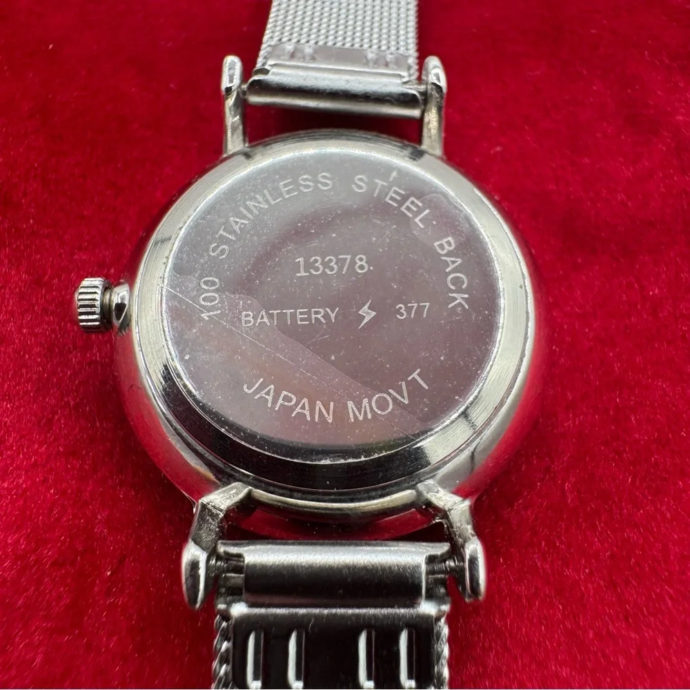 Vintage Minimalist Black‎ Dial Watch Japan Quartz Stainless Steel Mesh Band